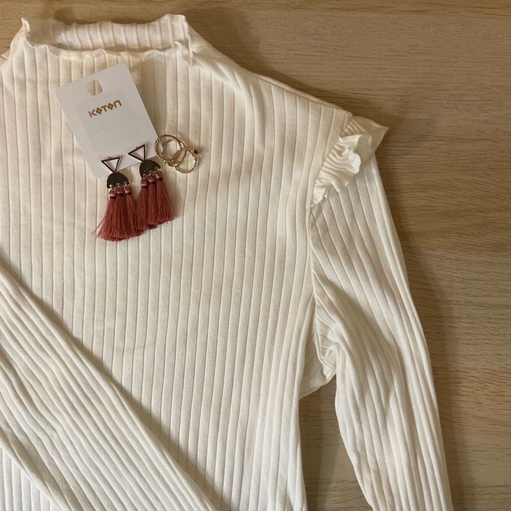 Cream Mock Neck Shirt